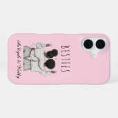 Besties meilleures amies fond rose pastel prénoms iPhone 16ケース (裏面横)
