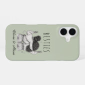 Besties meilleures amies fond vert sauge prénoms iPhone 16ケース (裏面横)