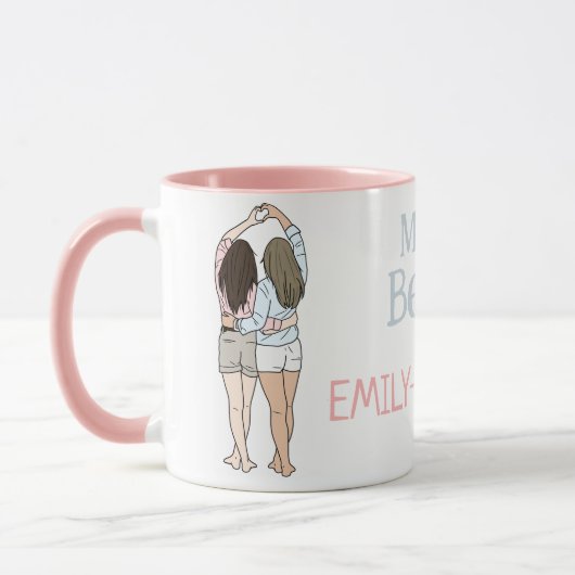 Besties Personalized Mug A Perfect Gift with a Pe マグカップ (左)
