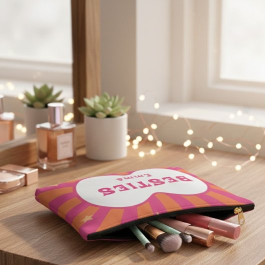 Besties Personalized Retro Sunburst Cosmetic & Mak アクセサリーポーチ