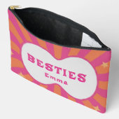 Besties Personalized Retro Sunburst Cosmetic & Mak アクセサリーポーチ (見開き)