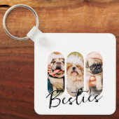 Besties Pet Simple Modern Playful Three Photo キーホルダー (正面)