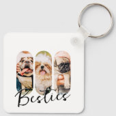 Besties Pet Simple Modern Playful Three Photo キーホルダー (裏面)