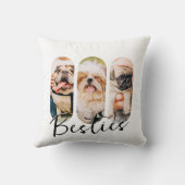 Besties Pet Simple Modern Playful Three Photo クッション (裏面)