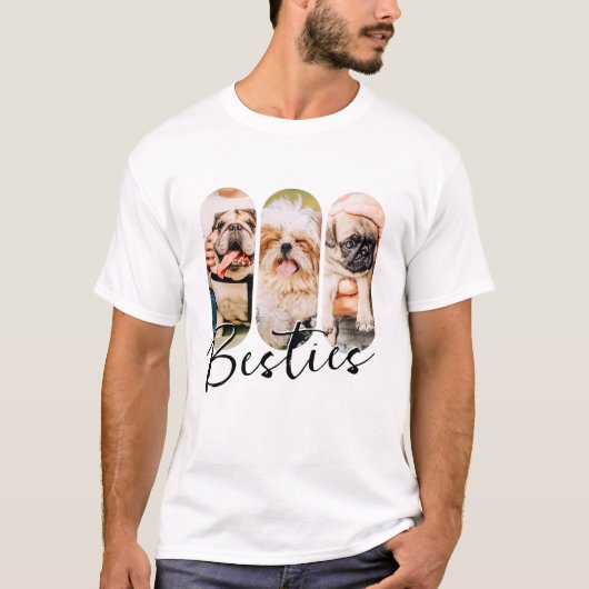 Besties Pet Simple Modern Playful Three Photo Tシャツ (正面)