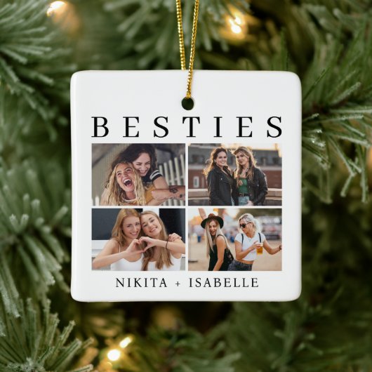 Besties Photo Collage Friendship Keepsake Gift セラミックオーナメント (ツリー)