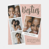 Besties Photo Collage Pink Fleece Blanket フリースブランケット (正面)