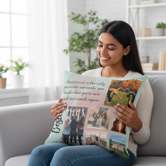 Besties Photo Collage Quote Personalised Cushion クッション