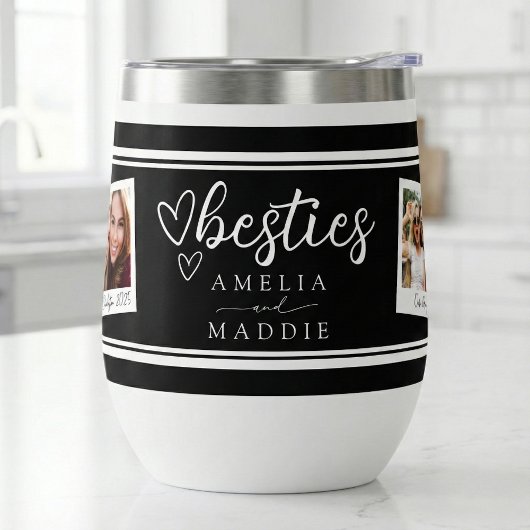 Besties Polaroid Photo Collage Wine Tumbler