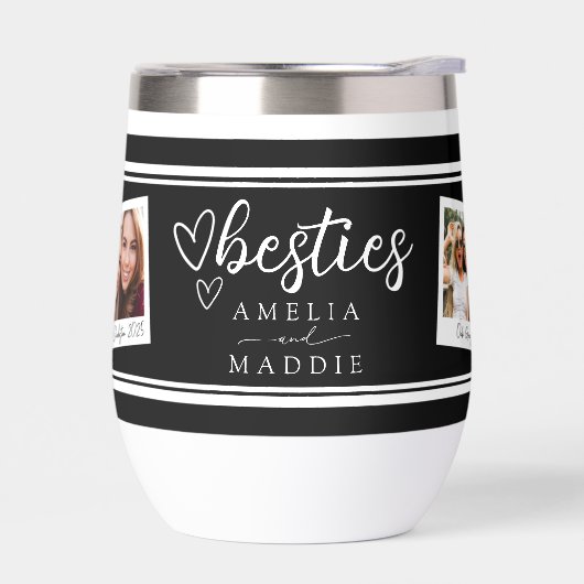 Besties Polaroid Photo Collage Wine Tumbler (左面)