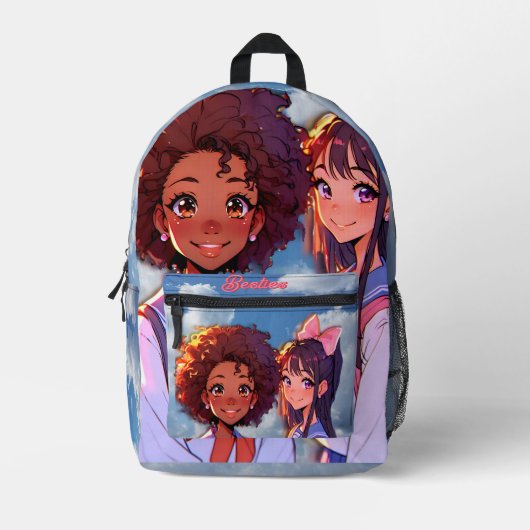Besties Ready For First Day At School プリントバックパック (正面)