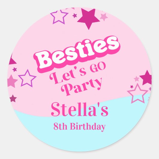 Besties Retro Doll Party ラウンドシール (正面)