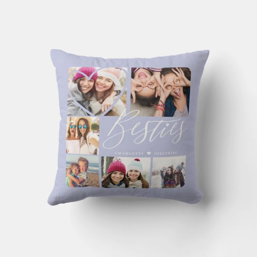 Besties Script BFFs Heart 6 Photo Grid クッション (裏面)