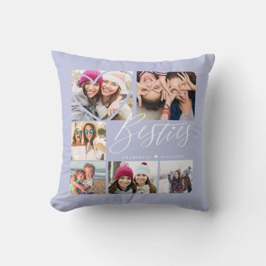 Besties Script BFFs Heart 6 Photo Grid クッション (正面)