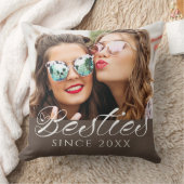 "Besties Since" カスタムPhoto Chic クッション (ブランケット)