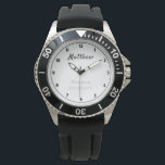 Bestman Thank You パーソナライズされた Gift 腕時計<br><div class="desc">タイポグラフィ編集可能なスクリプト文字と個人の名前が白で、結婚の日付とタイトルがシルバーグレーで。新郎新婦エレガントが自分の花婿介添人や遊牧民に贈る記念の品。</div>