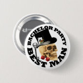 Bestmansのゴシック様式賭博のスカルのバチュラーパーティ 缶バッジ (正面&裏面)