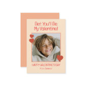 Bet You'll Be My Valentine Kids Classroom Photo ノートカード (正面/裏面インサイチュ)