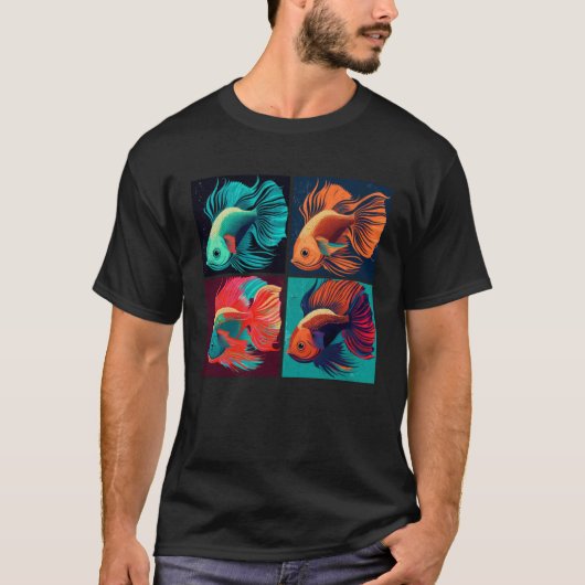 Beta Fish Pop Illustration Colorful Animal Women   Tシャツ (正面)
