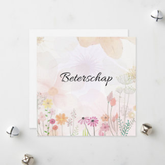 Beterschapskaart met bloemen (vierkant) シーズンカード