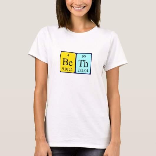 Bethの周期表の名前のワイシャツ Tシャツ (正面)
