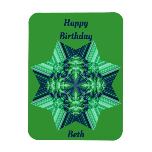 BETH ～グリーンブルー誕生日カード八角形スター～ マグネット (縦)