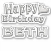Beth Happy Birthday silver Aufkleber Sticker シール (正面)