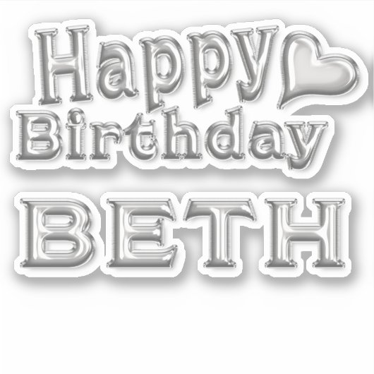 Beth Happy Birthday silver Aufkleber Sticker シール (正面)