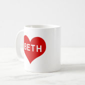 BETH NAME 赤い愛のハート コーヒーマグカップ (正面左)