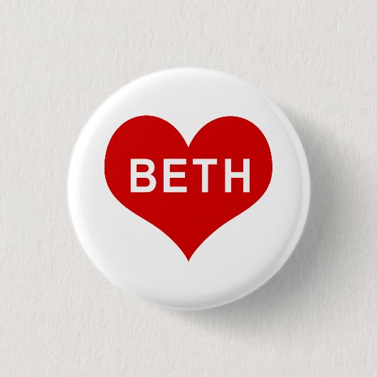 BETH NAME Red Loveハートボタン 缶バッジ (正面)