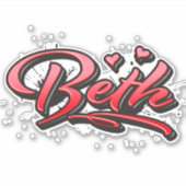 Beth red Heart Graffiti Aufkleber Sticker シール (正面)