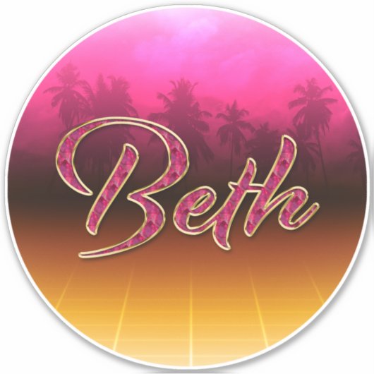 Beth Vorname Name golden pink Aufkleber Sticker シール (正面)