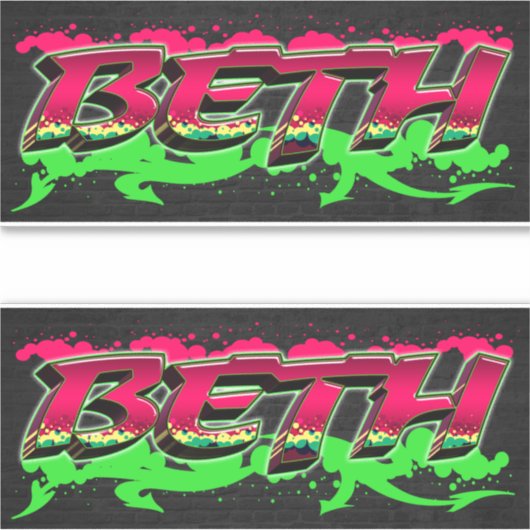 Beth Vorname Name Graffiti Aufkleber Sticker シール (正面)
