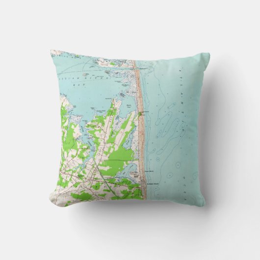 Bethanyのビーチデラウェア州(1954年)のヴィンテージの地図 クッション (正面)