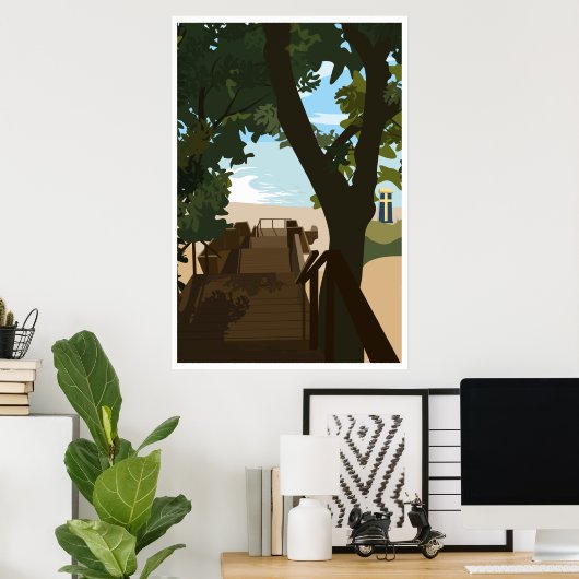 Bethany Beach Stairs Poster, 24"x36" Poster ポスター (ホームオフィス)