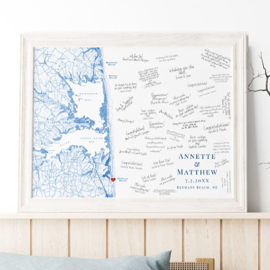 Bethany Beach Wedding Elegant Guest Book Poster ポスター