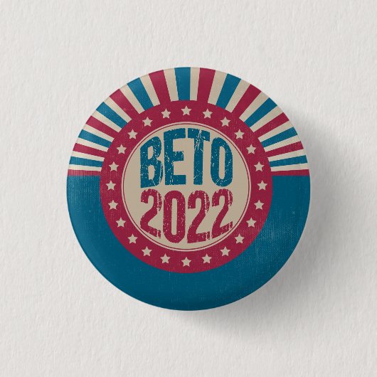 Beto 2022年、米国知事カッコいいヴィンテージ国旗 缶バッジ (正面)
