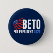 Beto O'Rourke社長2020年 缶バッジ (正面)