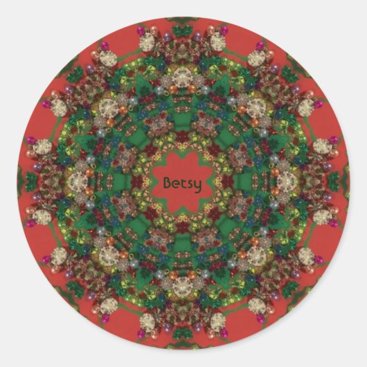 BETSY ~クリスマス~黄緑レッドブルー~ ラウンドシール (正面)