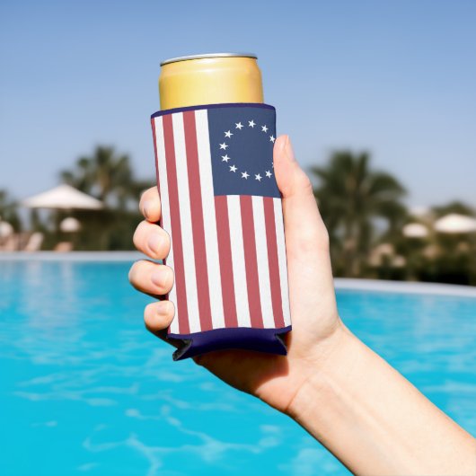 Betsy Ross Flag Design Thin Can Cooler スリム缶クーラー (インサイチュ プール)