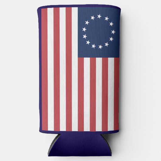 Betsy Ross Flag Design Thin Can Cooler スリム缶クーラー (正面)
