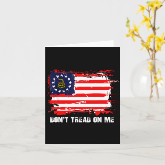 Betsy Ross Flag Don't Tread Patriot On Me  カード (黄色い花)
