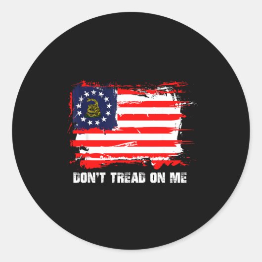 Betsy Ross Flag Don't Tread Patriot On Me  ラウンドシール (正面)