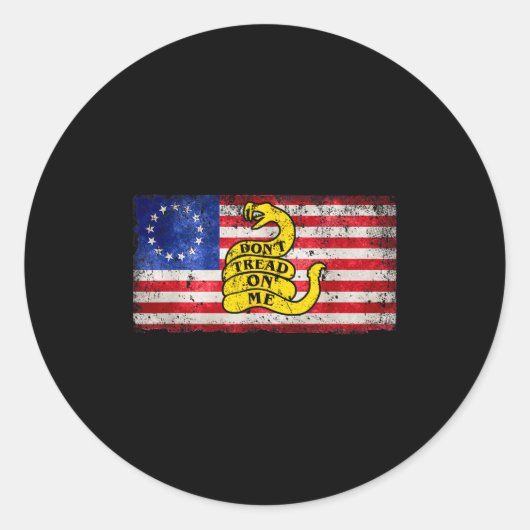 Betsy Ross Flag Dont Tread Patriotic On Me For Men ラウンドシール (正面)