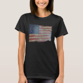 Betsy Ross Flag  Rustic Wood American Flag Tee Tシャツ (正面)