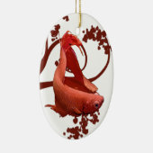Bettaの赤いシャムの戦いの魚 セラミックオーナメント (右)