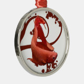 Bettaの赤いシャムの戦いの魚 メタルオーナメント (右)