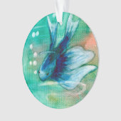 Bettaの青くインクのような魚 オーナメント (正面)