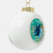 Bettaの青くインクのような魚 セラミックボールオーナメント (左)