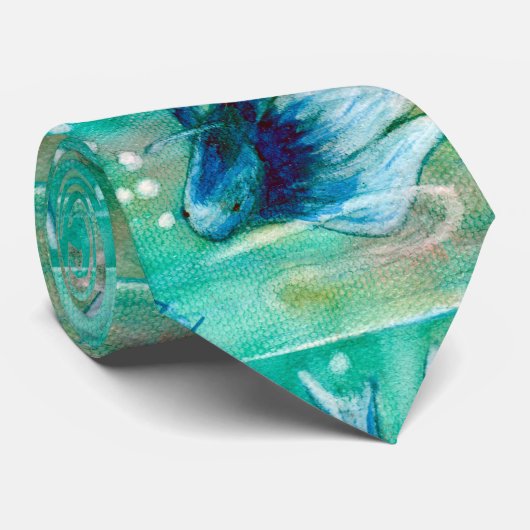 Bettaの青くインクのような魚 ネクタイ (ロール)